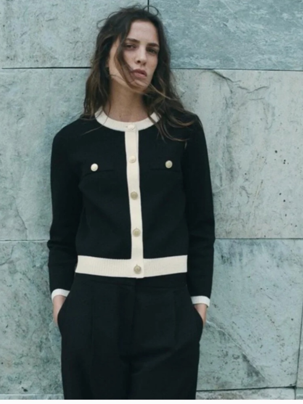Black Sweater with Gold Buttons